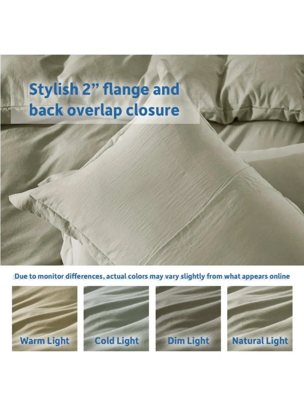 Light Sage Green Duvet Cover with Zipper 3Pc. Set-FULL SIZE